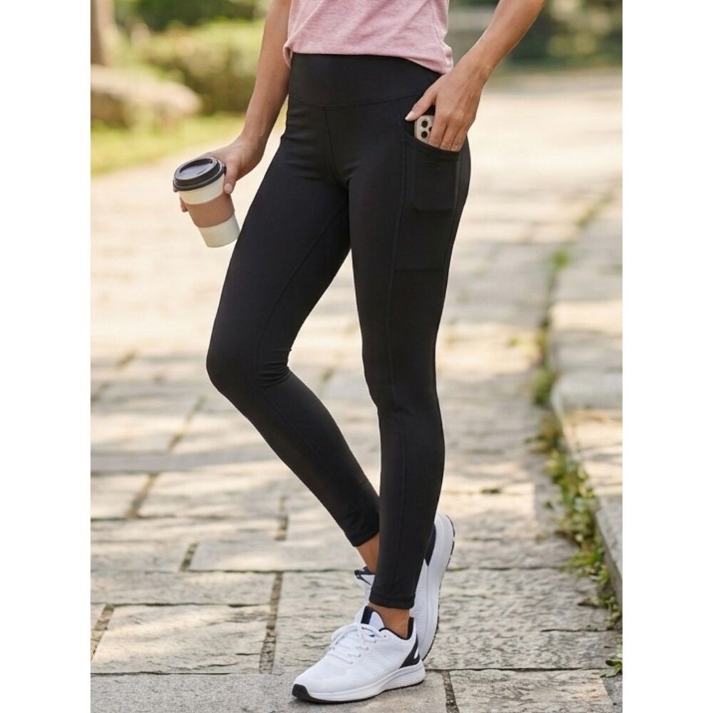 High-Rise Pocket Daisy Fuentes FIT Black Leggings Size M Medium